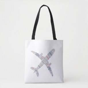 Tote Bag Cadeau de voyage avion typographie wanderlust 