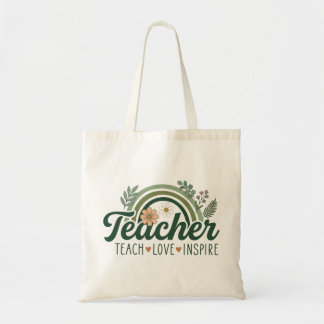Tote Bag Cadeau d'enseignant botanique arc-en-ciel Enseigne