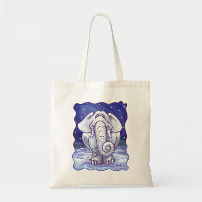 Tote Bag Cadeau Eléphant blanc mignon (Devant)