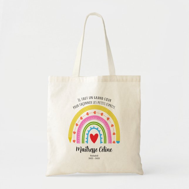 Tote Bag Cadeau enseignant personnalisé, enseignant Merci (Devant)
