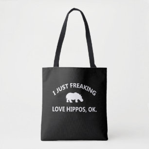 Tote Bag Cadeau Hippo Lover I Just Freaking Love Hippo Ok