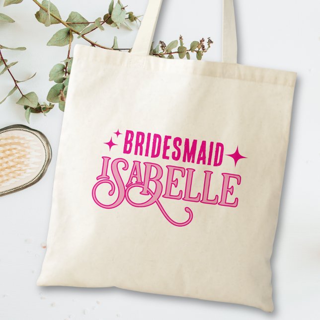 Tote Bag Cadeau moderne Gras Rétro Mariage Bridesmaid (Créateur téléchargé)