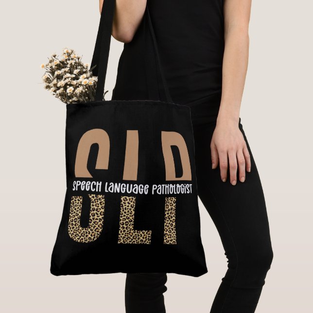 Tote Bag Cadeau orthophoniste impression guépard SLP (De près)