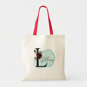Tote Bag Cadeau personnalisé Bourgogne Floral L Fête des ma