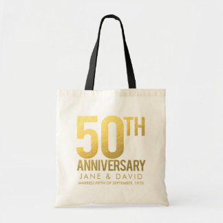 Tote Bag Cadeau personnalisé d'anniversaire de mariage d'OR
