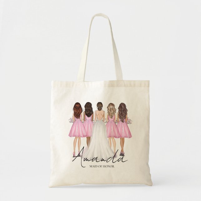 Tote Bag Cadeau Personnalisé de Demoiselle d'Honneur avec N (Devant)