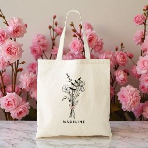 Tote Bag Cadeau personnalisé de demoiselle d'honneur Fleur
