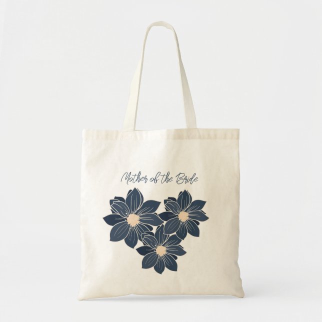 Tote Bag Cadeau personnalisé de fête de mariage floral bleu (Devant)