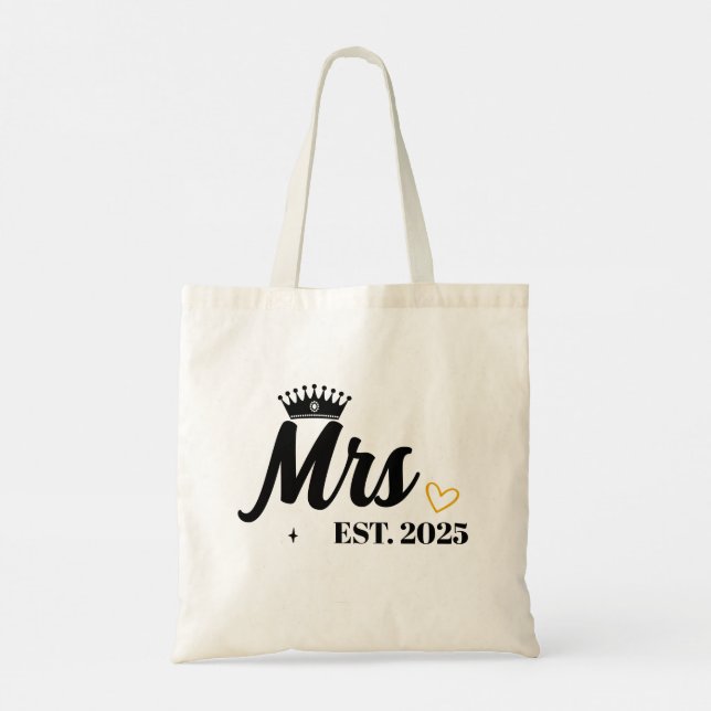 Tote Bag Cadeau personnalisé de mariage pour la mariée Mrs  (Dos)