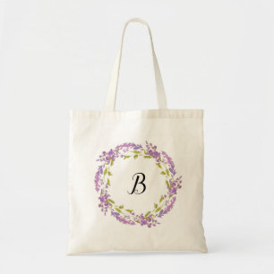 Tote Bag Cadeau personnalisé floral pourpre rustique