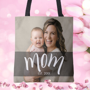 Tote Bag Cadeau Photo pour Nouvelle Maman Établie par Maman