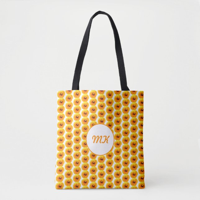 Tote Bag Cadeau Poppy Floral Or Jaune Monogrammes (Devant)