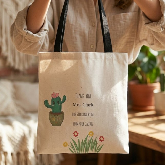 Tote Bag Cadeau pour enseignant esthétique moderne cactus m (Créateur téléchargé)