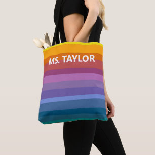 Tote Bag Cadeau pour un professeur avec des rayures arc-en-