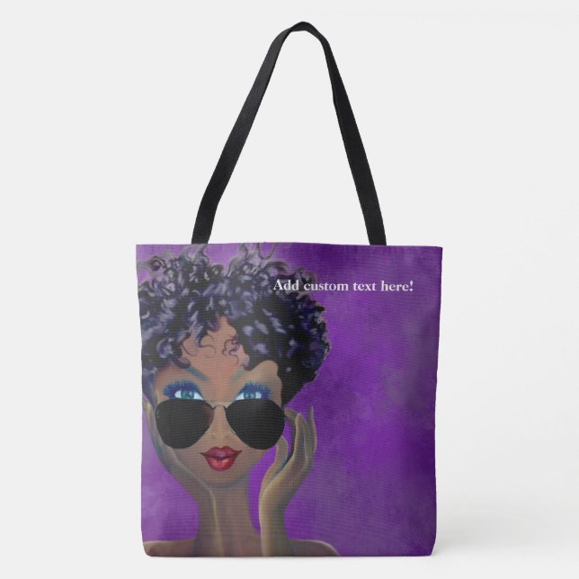 Tote Bag Cadeau pourpre d'art noir de sororité (Devant)