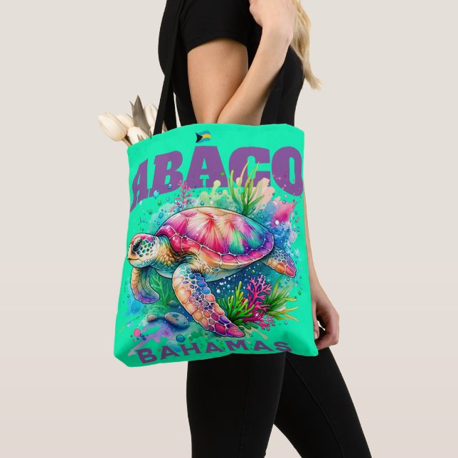 Tote Bag Cadeau souvenir Bahamas : Abaco Bahamas Sea Turtle (De près)