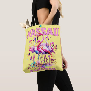 Tote Bag Cadeau souvenir Bahamas : Flamant rose Nassau Baha