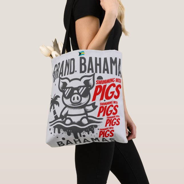 Tote Bag Cadeau souvenir Bahamas : Grand Bahama Pigs de nat (De près)
