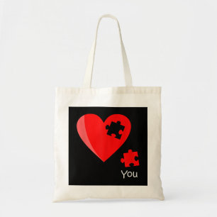 Tote Bag Cadeau T-Shirt Saint Valentin Puzzle à Coeur Pièce