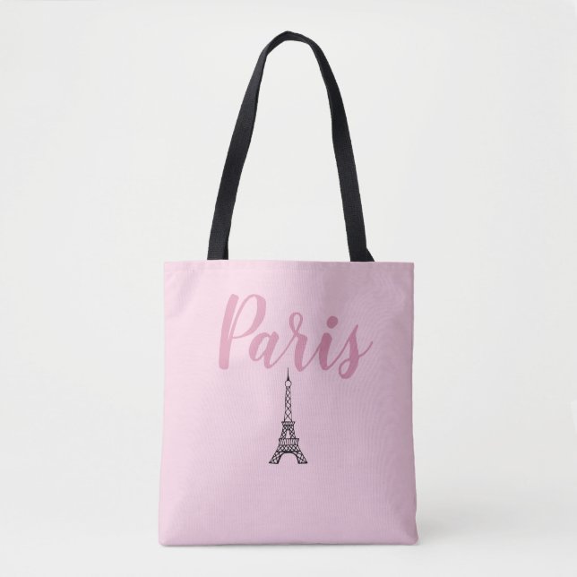 Tote Bag Cadeau Tour Eiffel Paris Rose (Devant)