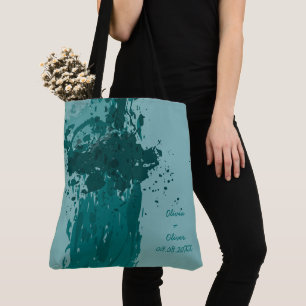 Tote Bag Cadeau Turquoise Green Paint Splatter Party