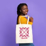 Tote Bag Cadeaux de demoiselle fuchsia magenta personnalisé<br><div class="desc">Bridesmaid cadeaux fuchsia magenta Majolica Carreaux méditerranéens sac fourre-tout personnalisé.</div>