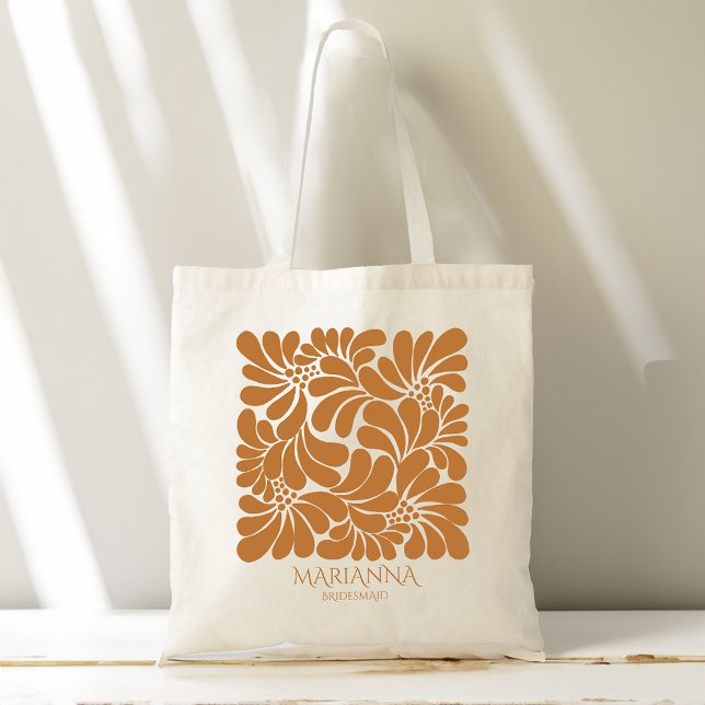 Tote Bag Cadeaux de demoiselles d'honneur mexicain talavera (Bridesmaids gifts Mexican  terracotta talavera personalized name Tote Bag bridal party gifts for her)