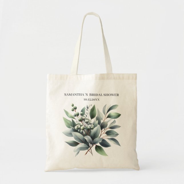 Tote Bag Cadeaux de douche de mariée Eucalyptus rustique (Devant)