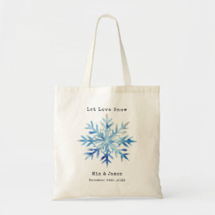 Tote Bag Cadeaux de mariage d'hiver flocon de neige bleu