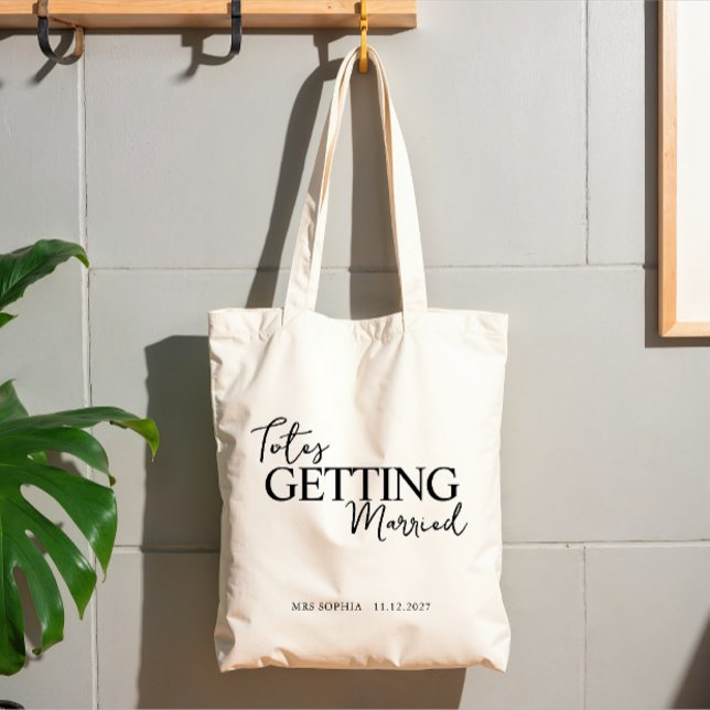 Tote Bag Cadeaux de mariage pour future mariée | Nom de la  (Totes getting married bride to be name with date tote bag)
