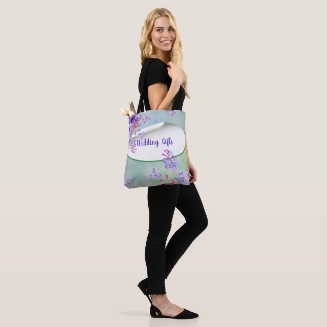 Tote Bag Cadeaux de mariage vert lavande (Sur le modèle)