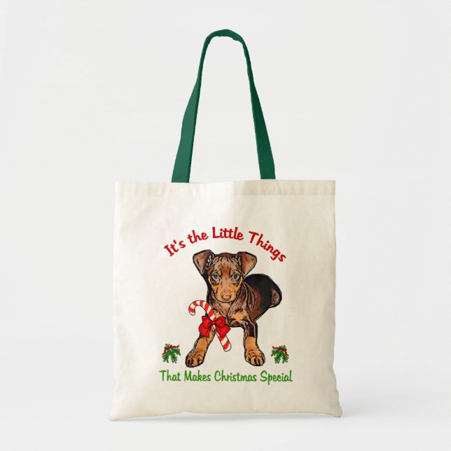 Tote Bag Cadeaux de Noël Miniature Pinscher (Devant)