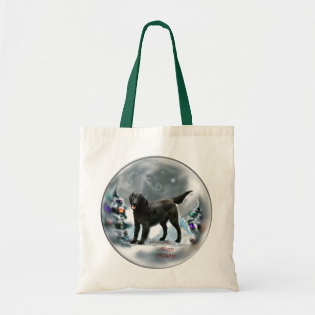 Tote Bag Cadeaux de Noël Retriever à revêtement plat (Devant)