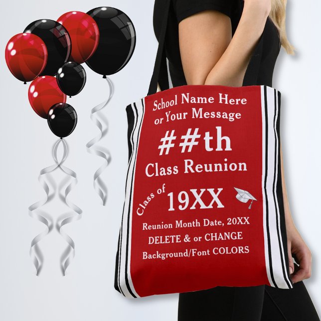 Tote Bag Cadeaux De Réunion De Grande Classe, CHANGER DE CO (Great Class Reunion Gifts. 50 year class reunion gifts. 50 year class reunion ideas. Red and Black.)