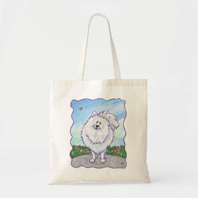 Tote Bag Cadeaux et Accessoires pour Pomeranian Blanc (Devant)