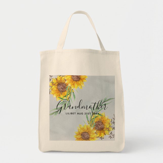 Tote Bag Cadeaux GRANDMA - Tournesol Thème Personnalisé (Devant)