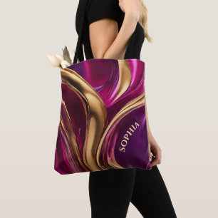 Tote Bag Cadeaux modernes pour Her-Fuchsia violet et or-