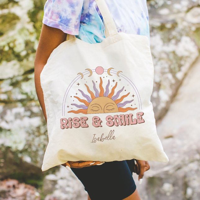 Tote Bag Cadeaux Personnalisés Boho Rise And Smile (Créateur téléchargé)