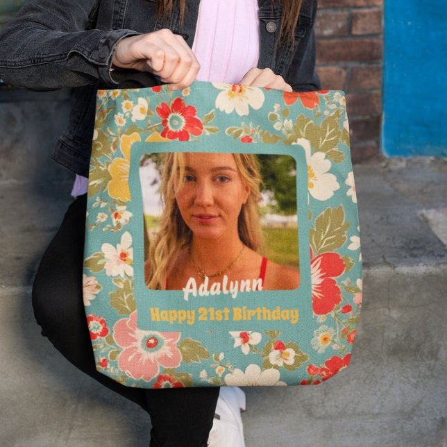 Tote Bag Cadeaux photo à fleurs chic pour femme de 21 ans (Chic Flowers Photo Gifts for 21 Year Old Female)