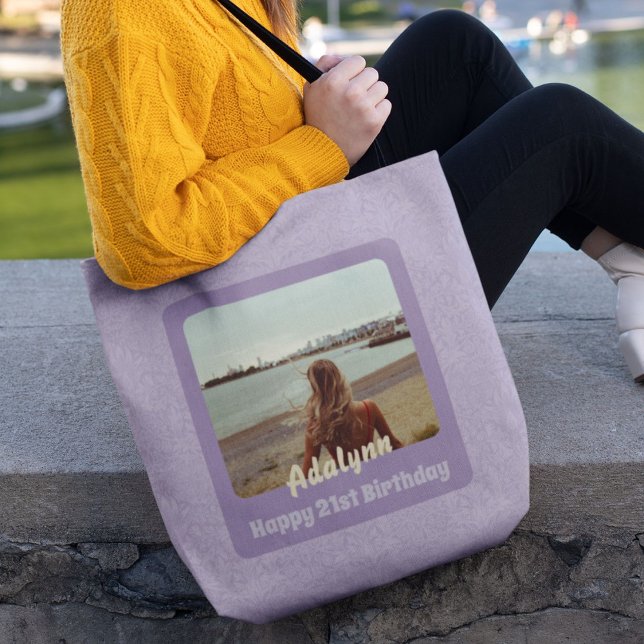 Tote Bag Cadeaux photo personnalisés pour Violet femelle de (Gifts for 21 Year Old Female)