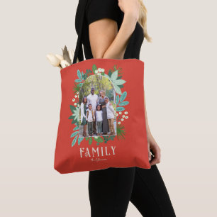 Tote Bag Cadre à Arche Fleur Rouge Joyeux Noël Photo