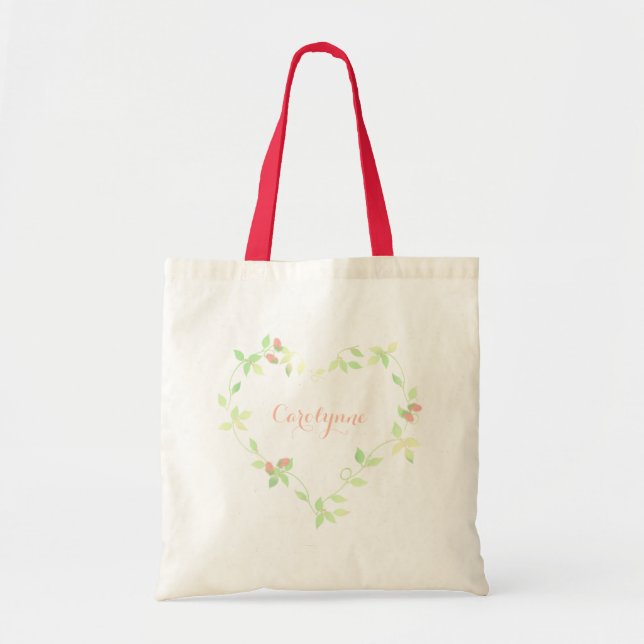Tote Bag Cadre Coeur Ivy et rose (Devant)