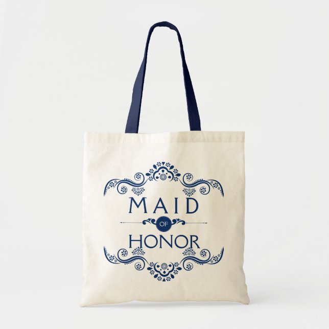 Tote Bag Cadre Décoratif Royal Bleu Maid Of Honor (Devant)