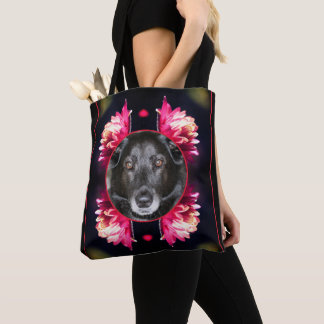 Tote Bag Cadre Fleurs Rouges Créer Votre Propre Animal Phot