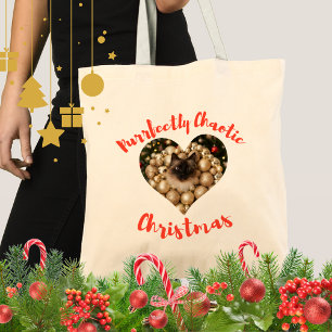 Tote Bag Cadre photo de Noël personnalisé en forme de cœur