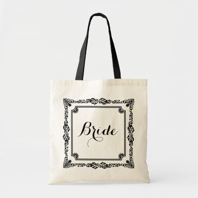 Tote Bag Cadre Vintage Noir Et Blanc Monographié (Devant)