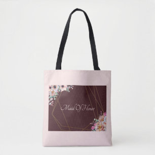 Tote Bag Cadres géométriques floraux Anémone rose pâle élég