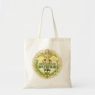 Tote Bag Caducée d'infirmière gériatrique en or