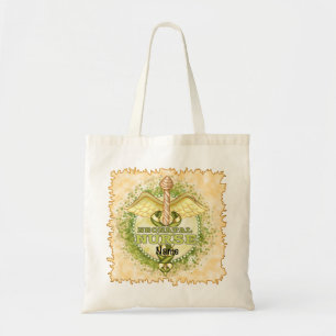 Tote Bag Caducée d'infirmière néonatale en néon jaune or
