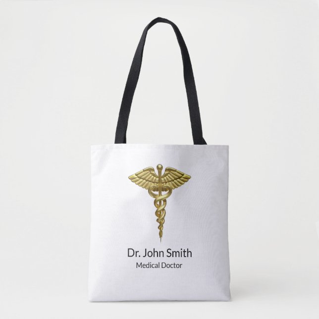Tote Bag Caducée en or Médicale professionnel (Devant)